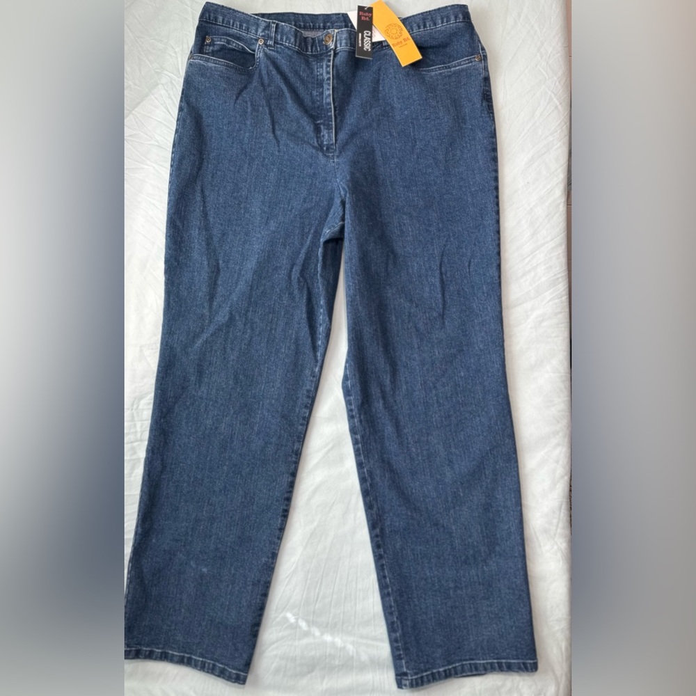 Ruby Rd Classic Fit Jeans Women’s Size 14 Indigo Straight Leg Stretch Denim NWT